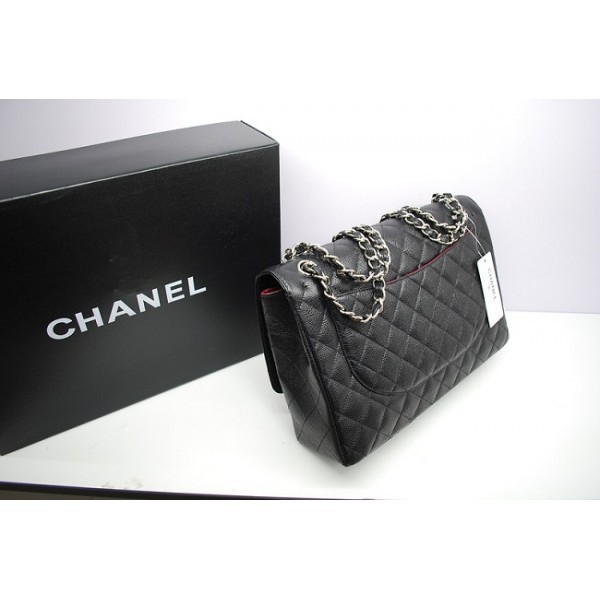 Chanel 2012 Borse Maxi Flap In Pelle Nera Caviale Con Shw In