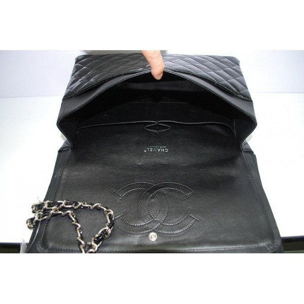 Chanel 2012 Borse Nero Maxi Lame Brevetti Con Shw