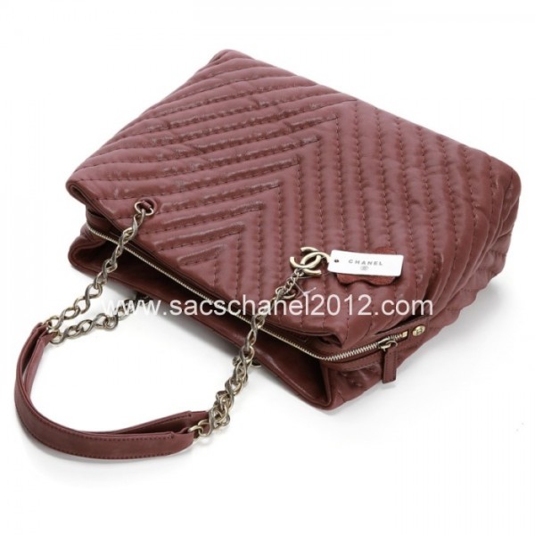 Chanel 2012 Borse In Pelle Maroon Iridescente Con Fascino Cc