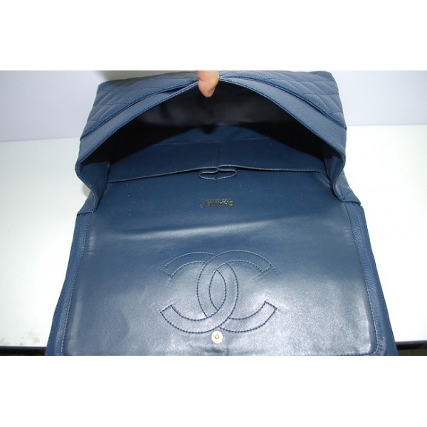 Chanel 2012 Borse In Pelle Blu Caviale Con Flap Maxi Ghw