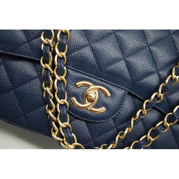 Chanel 2012 Borse In Pelle Blu Caviale Con Flap Maxi Ghw