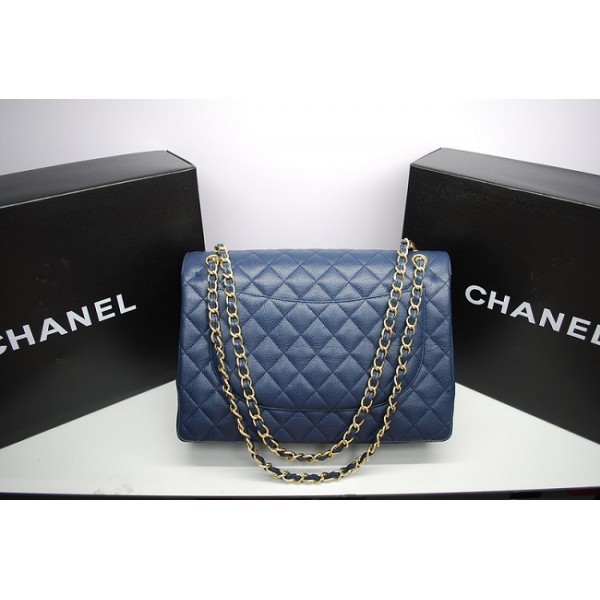 Chanel 2012 Borse In Pelle Blu Caviale Con Flap Maxi Ghw