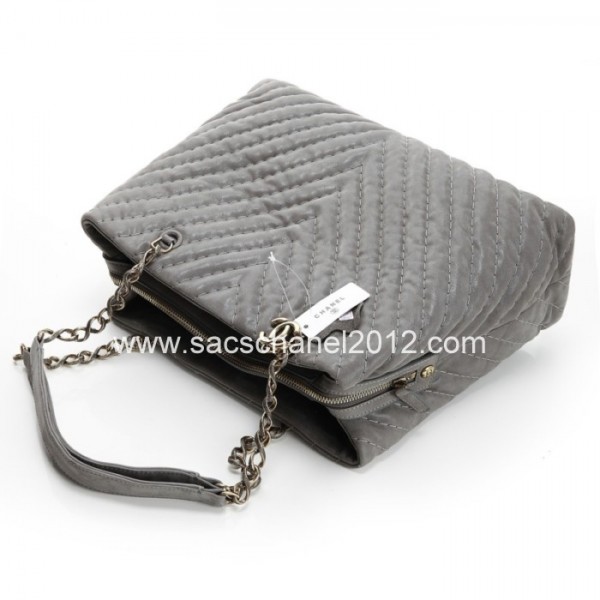 Chanel 2012 Borse In Pelle Grigio Iridescente Con Fascino Cc