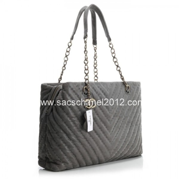 Chanel 2012 Borse In Pelle Grigio Iridescente Con Fascino Cc