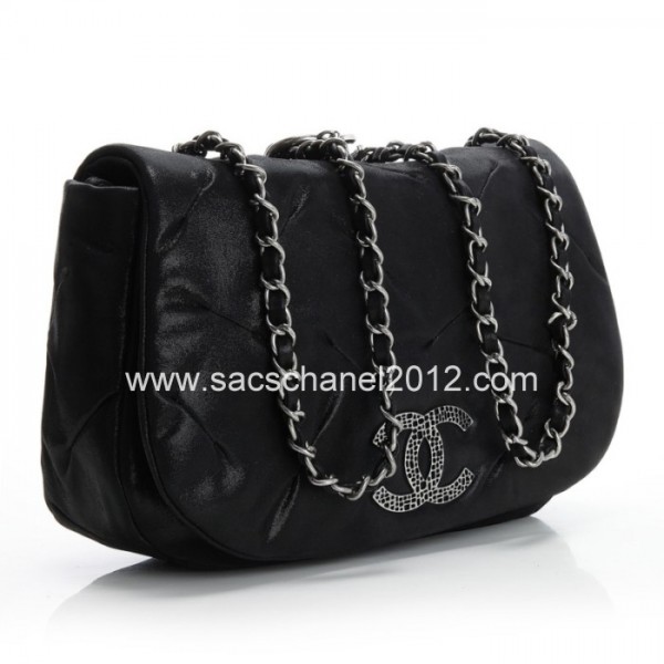 Chanel 2012 Borse In Pelle Nera Con Logo Cc Iridescente Perforat