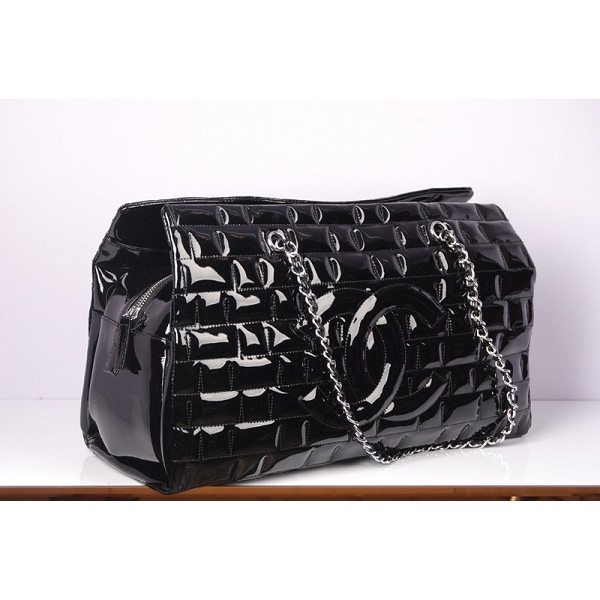 Chanel 2012 Borse In Pelle Verniciata Nera Con Firma Logo Cc