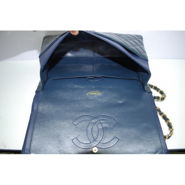 Chanel 2012 Dark Blue Patent Flap Borse In Pelle Con Ghw Maxi