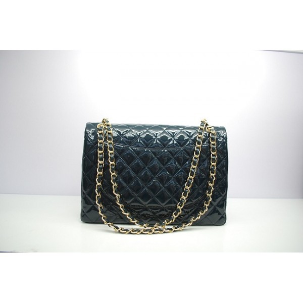 Chanel 2012 Dark Blue Patent Flap Borse In Pelle Con Ghw Maxi