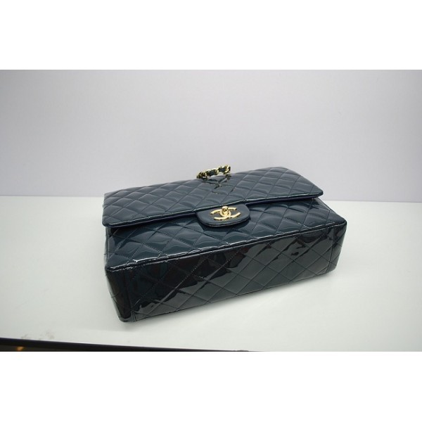 Chanel 2012 Dark Blue Patent Flap Borse In Pelle Con Ghw Maxi