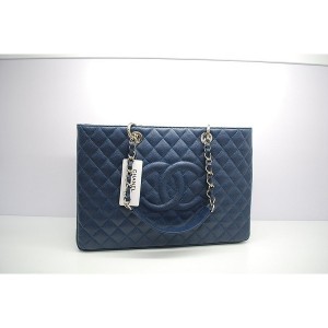 Chanel 2012 Dark Blue Ingrandisci Borsa Caviar Gst Con Ecs