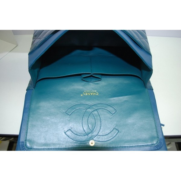 Chanel 2012 Dark Green Patent Flap Borse In Pelle Con Ghw Maxi