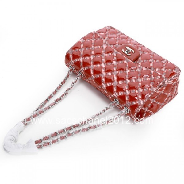 Chanel 2012 Flap Borse In Pelle Verniciata Rossa Con Shw