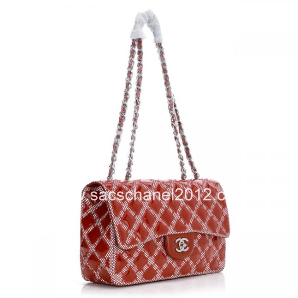 Chanel 2012 Flap Borse In Pelle Verniciata Rossa Con Shw