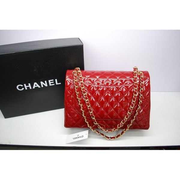 Chanel 2012 Flap Borse In Vernice Con Red Maxi Ghw