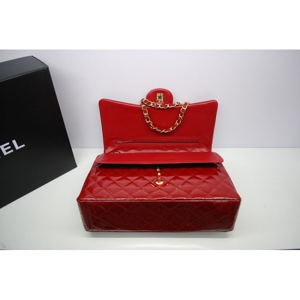 Chanel 2012 Flap Borse In Vernice Con Red Maxi Ghw