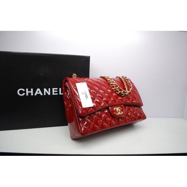 Chanel 2012 Flap Borse In Vernice Con Red Maxi Ghw