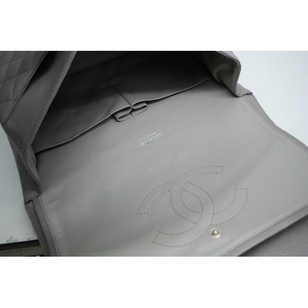 Chanel 2012 Grigio Caviar Leather Flap Borse Maxi Con Shw