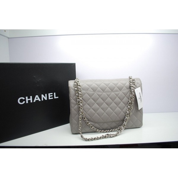 Chanel 2012 Grigio Caviar Leather Flap Borse Maxi Con Shw