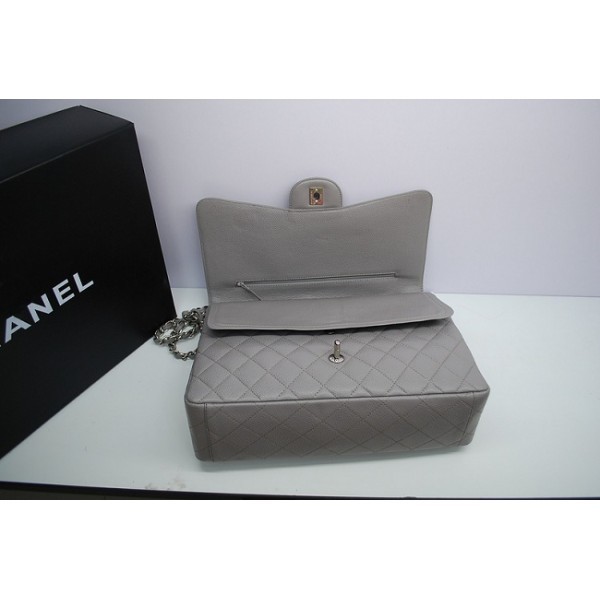 Chanel 2012 Grigio Caviar Leather Flap Borse Maxi Con Shw