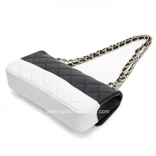 Chanel 2012 Nero Bianco Bicolore Flap Borse Pelle Di Agnello Con