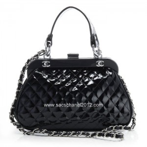 Chanel 2012 Nero Vernice Spalla Borse In Pelle Con Shw