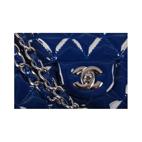 Chanel 2012 Nuovo Brevetto In Pelle Blu Maxi Flap Bag Con Argent