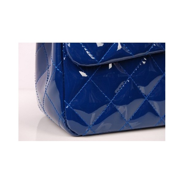 Chanel 2012 Nuovo Brevetto In Pelle Blu Maxi Flap Bag Con Argent