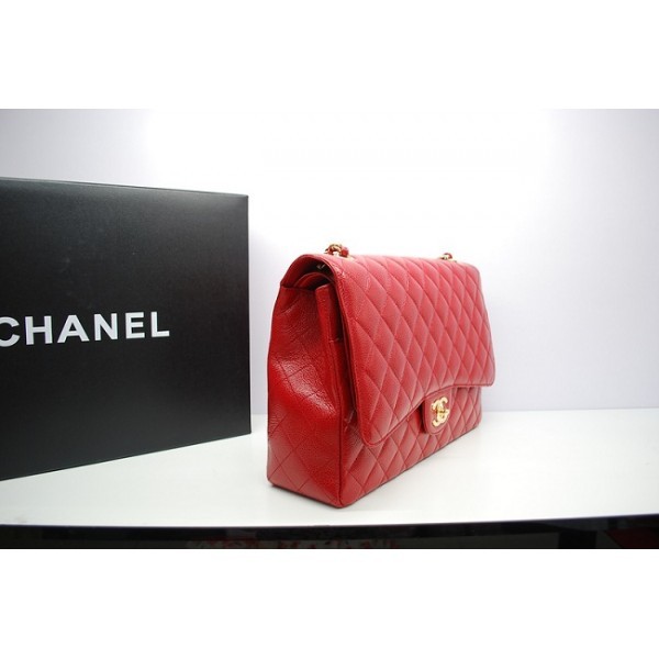 Chanel 2012 Red Caviar Flap Borse Maxi Con Ghw Pelle
