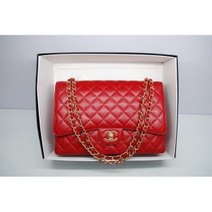 Chanel 2012 Red Caviar Flap Borse Maxi Con Ghw Pelle