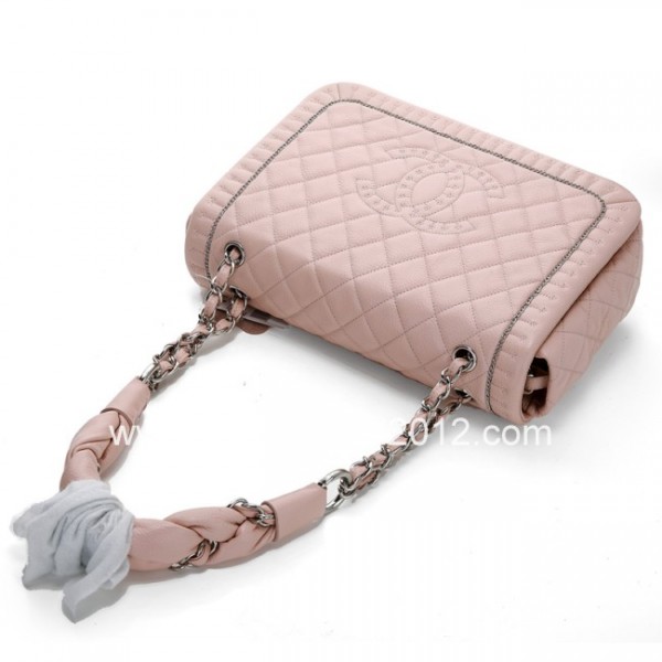 Chanel 2012 Rosa Fresati Flap Borse In Pelle Con Catena Rasata