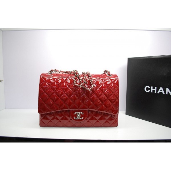 Chanel 2012 Rosso Patent Flap Borse In Pelle Con Shw Maxi