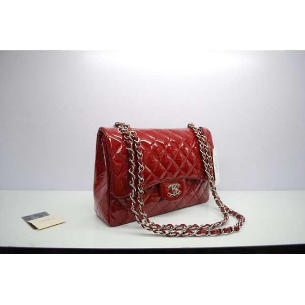 Chanel 2012 Rosso Patent Leather Borse Jumbo Flap Con Shw