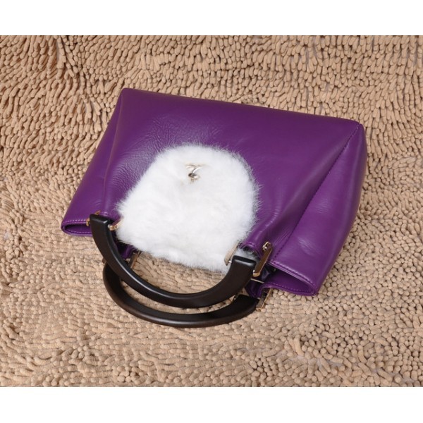 Chanel 2012 White Rabbit Fur Borse In Pelle Di Vitello In Viola