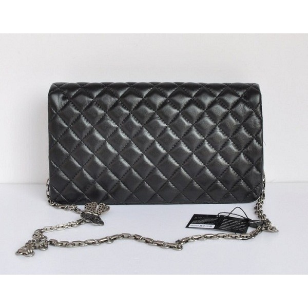 Chanel 2012 Agnello Borse Flap Nero Con Metallo Perforato Cc