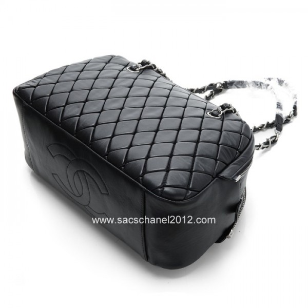 Chanel 2012 Nero Borse In Pelle Di Vitello Bowling Con Shw Retro