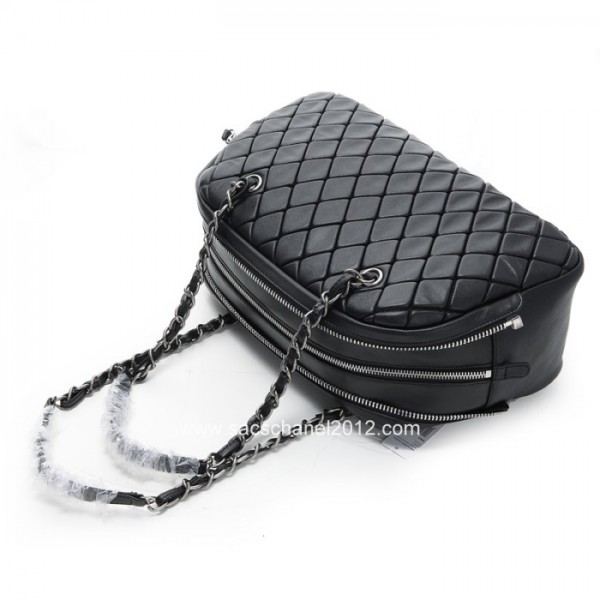 Chanel 2012 Nero Borse In Pelle Di Vitello Bowling Con Shw Retro