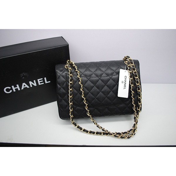 Chanel 36097 Borse Caviar Black Jumbo Patta Doppia Con Ghw