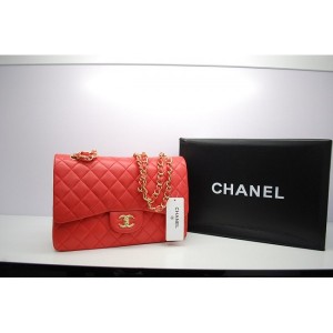 Chanel 36097 Borse Agnello Con Ghw Arancione Flap Jumbo