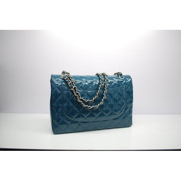 Chanel 36097 Verde Scuro Brevetto Borse Jumbo Flap In Pelle Con