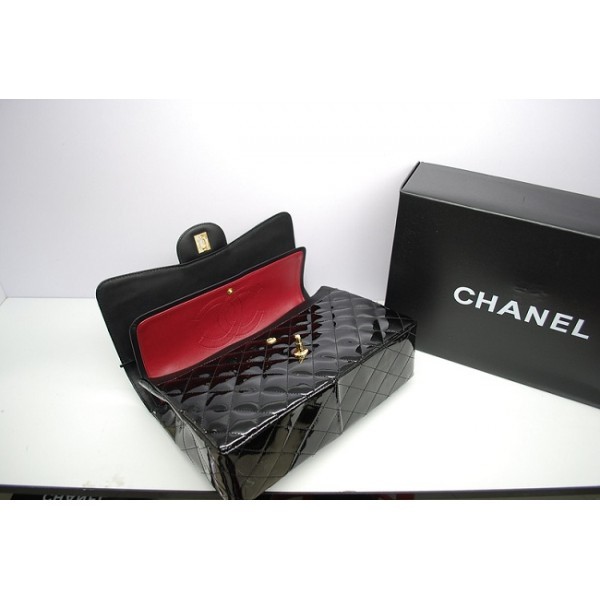 Chanel 36097 Vernice Nera Flap Borse In Pelle Con Ghw Jumbo