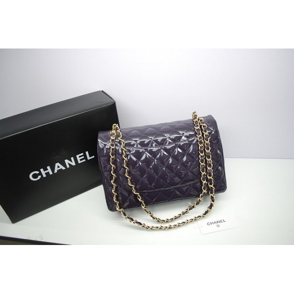 Chanel 36097 Viola Brevetti Flap Borse In Pelle Con Ghw Jumbo