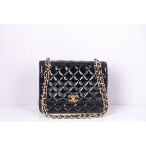 Chanel 48692 Borse Flap In Pelle Nera In Vernice Con Ghw