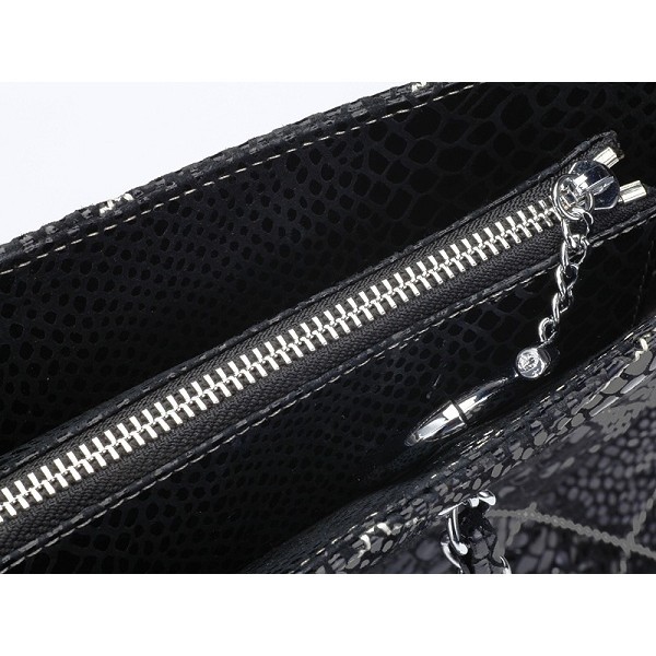 Chanel 49020 Black Snake Vene Borsa In Pelle Con Ecs
