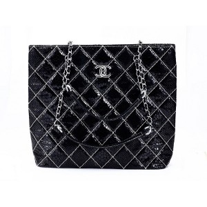 Chanel 49020 Black Snake Vene Borsa In Pelle Con Ecs