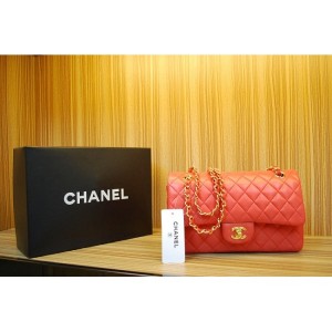 Chanel A01112 Arancione Rosso Borse Agnello Lembo Di Importazion