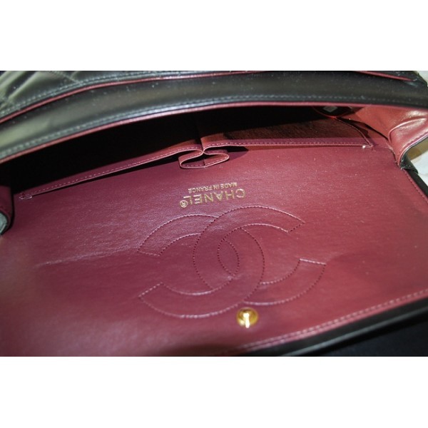 Chanel A01113 Flap Borse In Pelle Di Agnello Nero Con Oro Hw Jum