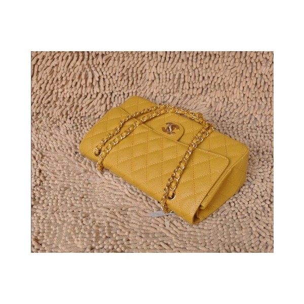 Chanel A01113 Giallo Caviar Leather Flap Borse Con Hardware Oro