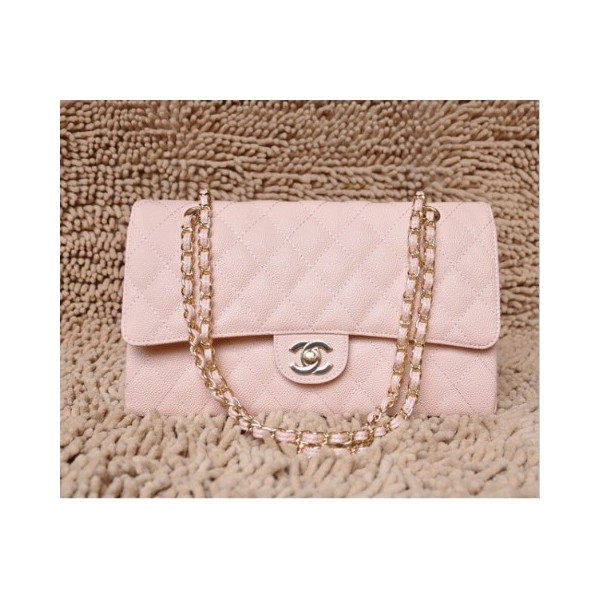 Chanel A01113 Rosa Caviar Flap Borse In Pelle Con Ghw
