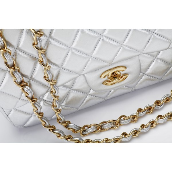 Chanel A28600 Argento Flap Borse Agnello Con Ghw