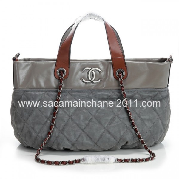 Chanel A49683 Y06829 C2107 Borse Iridescente Grande Shopping Gri